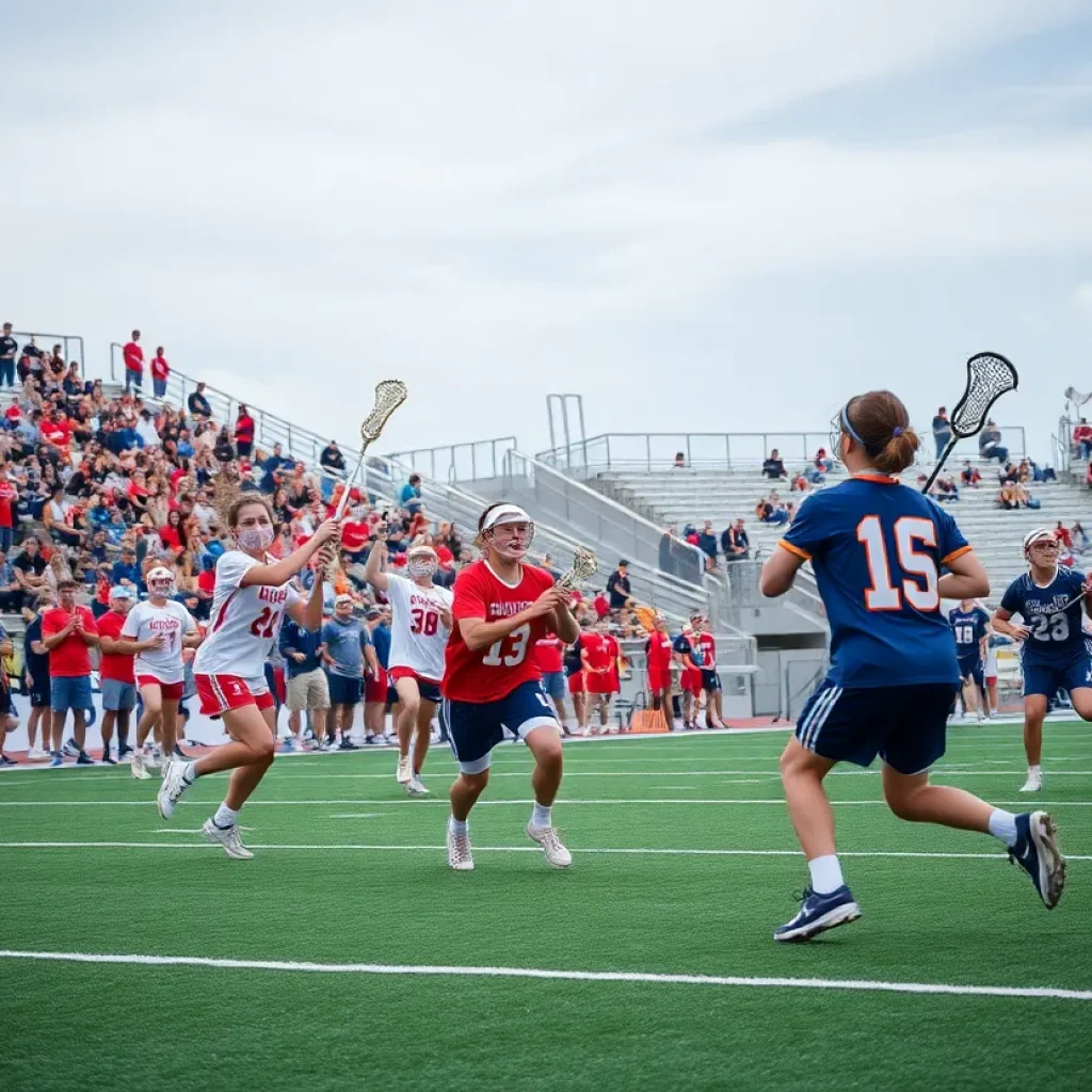 East Grand Rapids team celebrating their lacrosse championship win