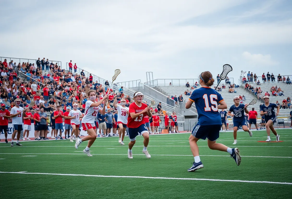 East Grand Rapids team celebrating their lacrosse championship win