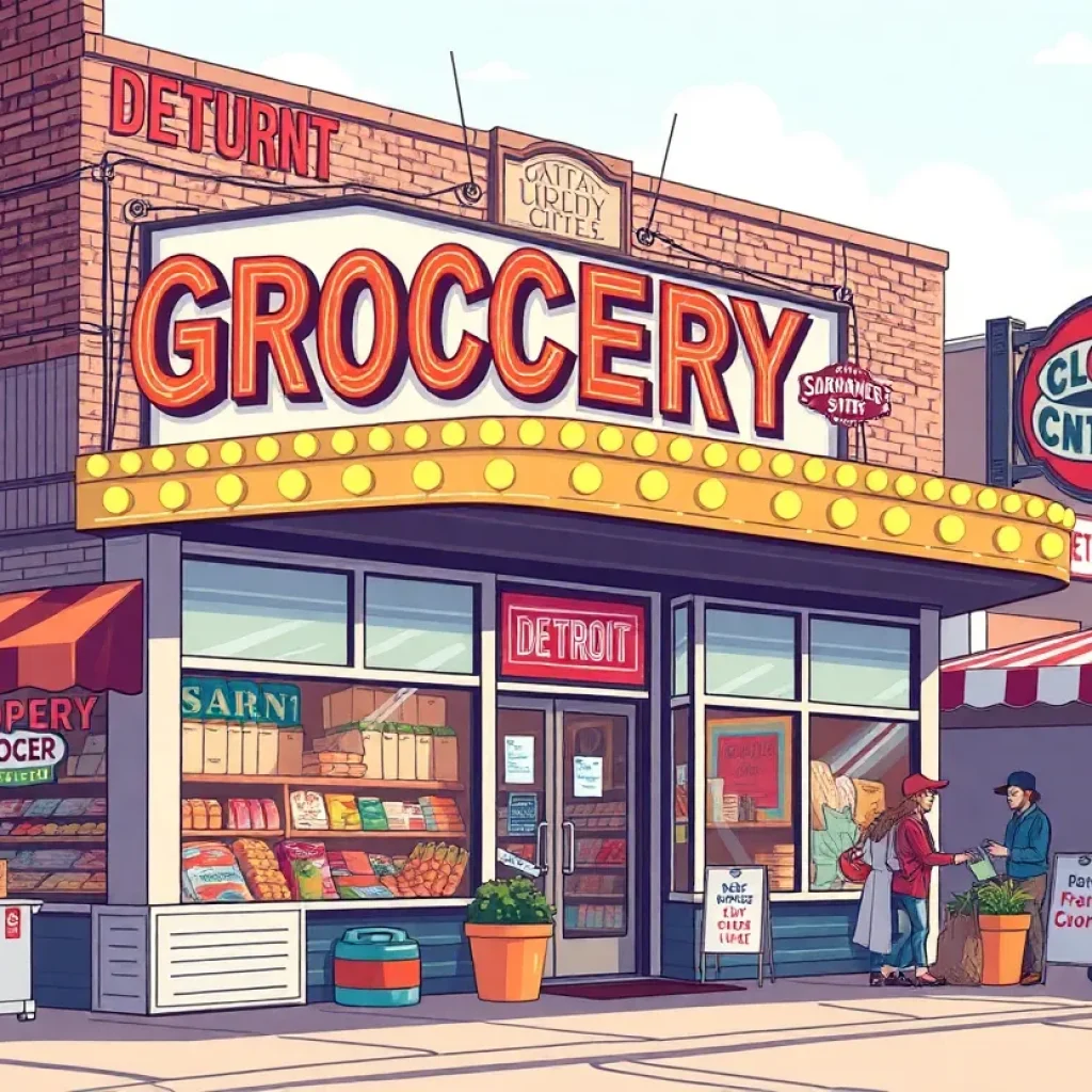 Exterior view of a vintage Farmer Jack grocery store showcasing a nostalgic vibe.