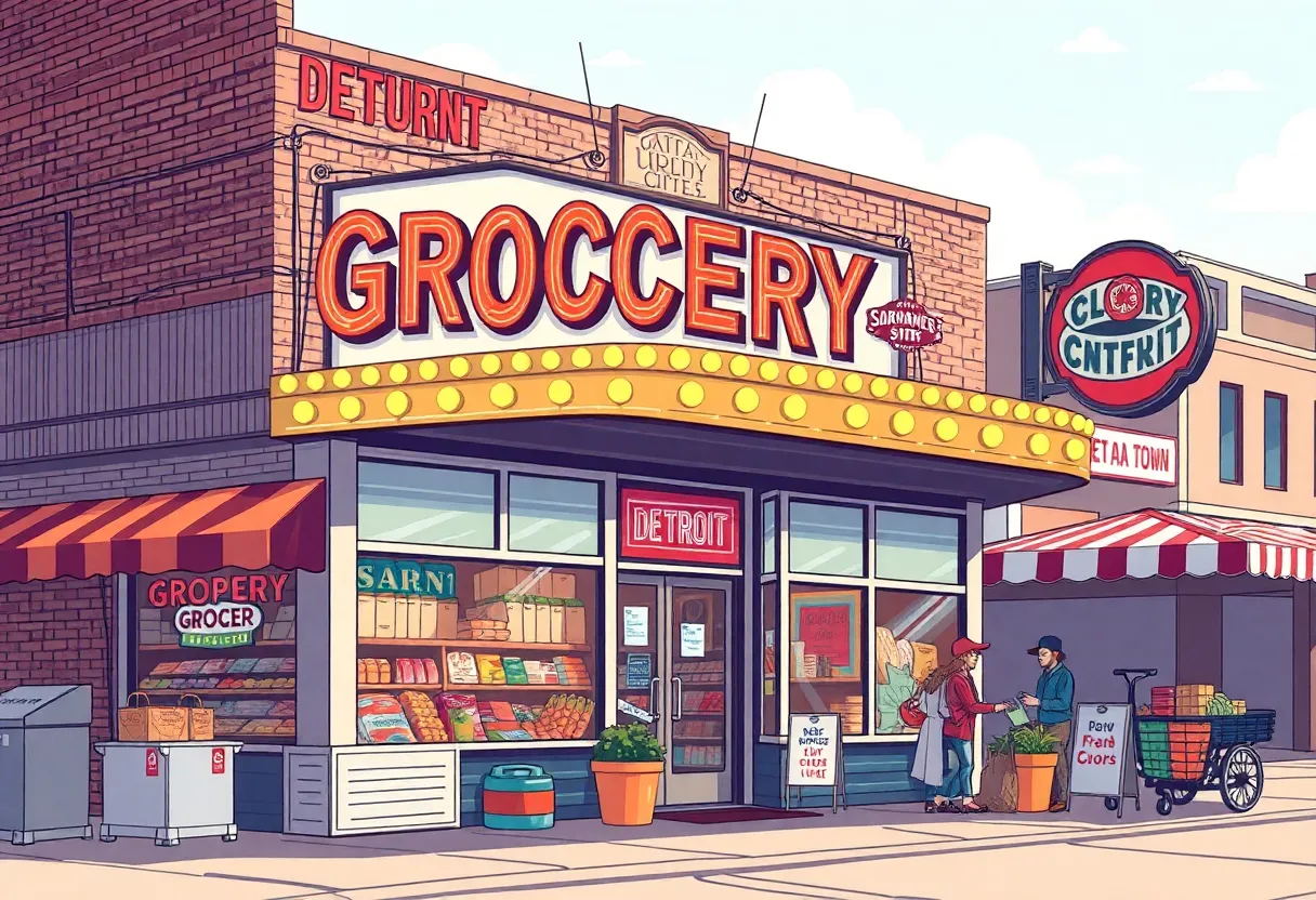 Exterior view of a vintage Farmer Jack grocery store showcasing a nostalgic vibe.