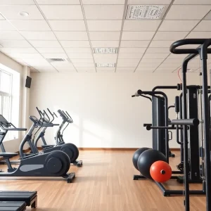 Interior view of a gym affected by COVID-19 lockdowns