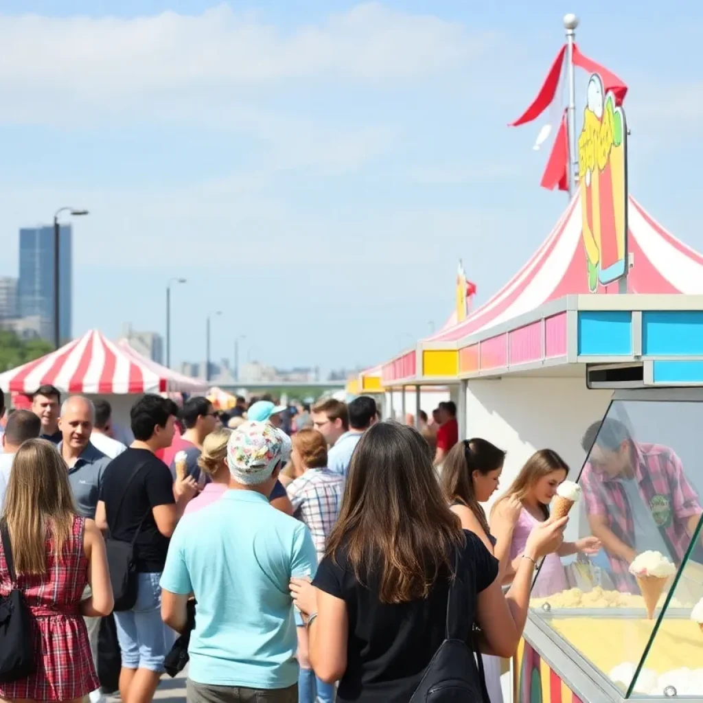 Visitors enjoying free ice cream at Halo Top event