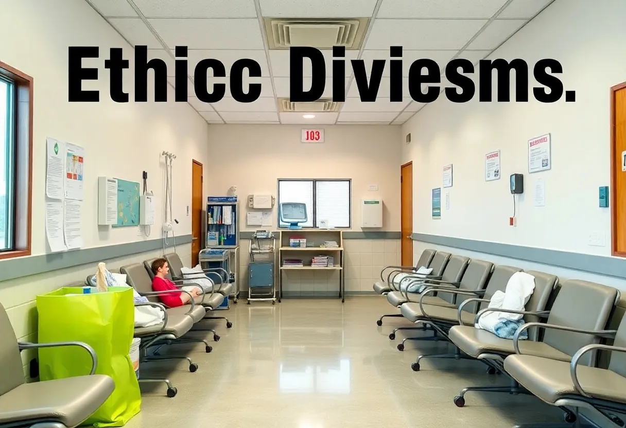 Healthcare facility waiting room illustrating ethical dilemmas