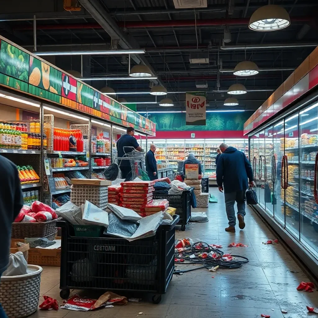Aftermath of a chemical explosion in a grocery store