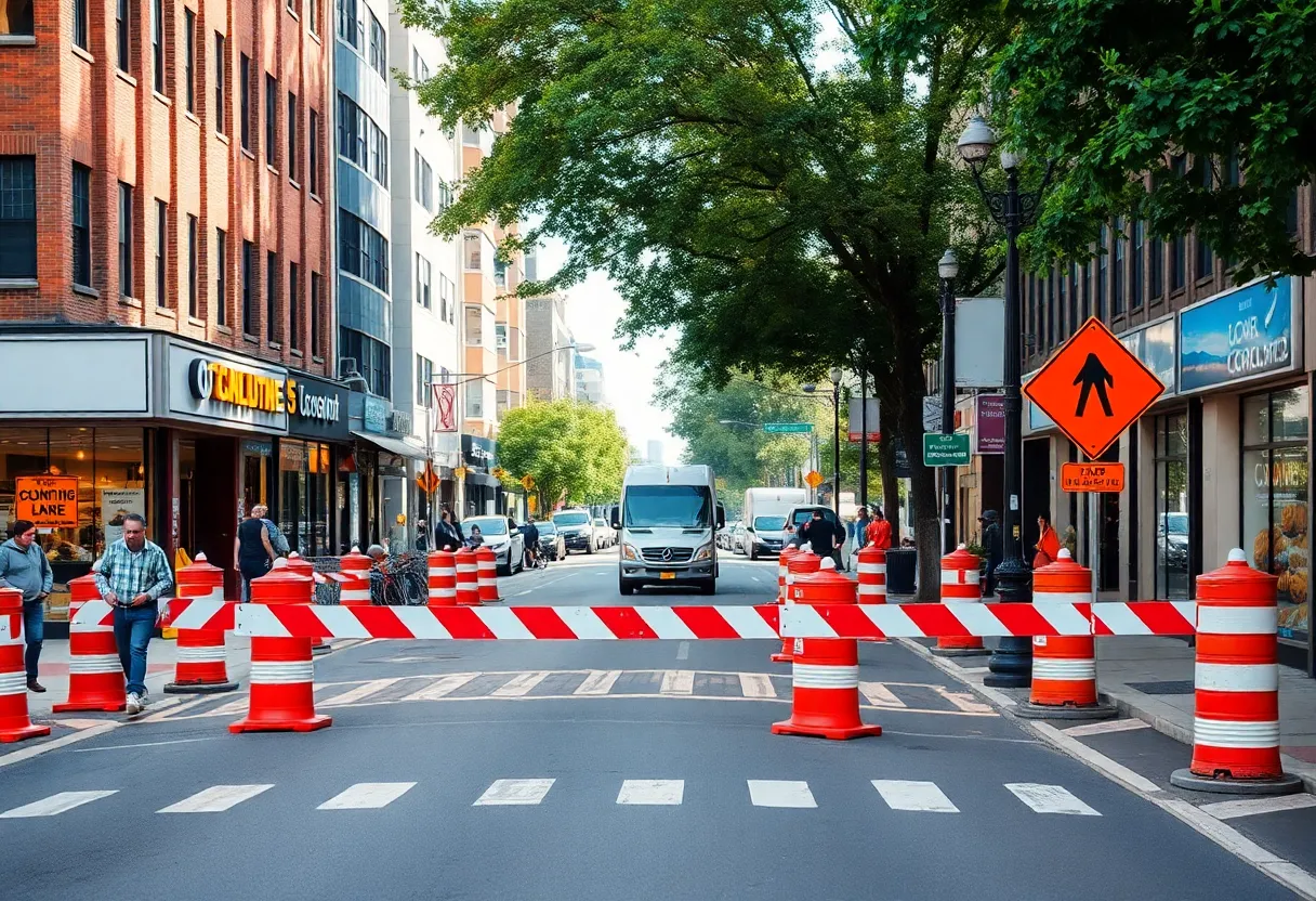 Scene of construction on Michigan Avenue affecting local businesses