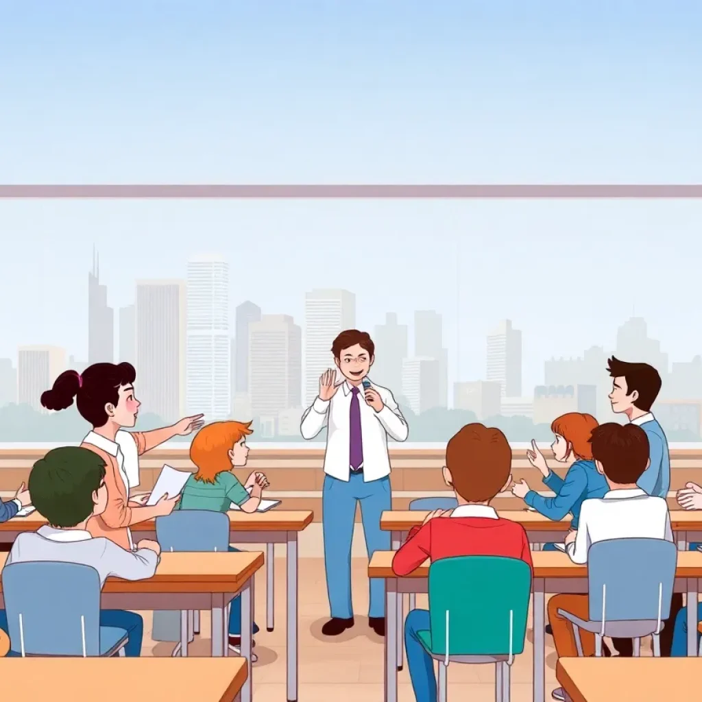 Classroom with students and teachers symbolizing education reform in Michigan