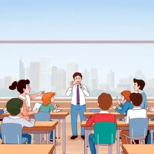 Classroom with students and teachers symbolizing education reform in Michigan