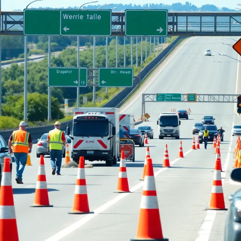 Traffic being redirected due to road construction in Michigan
