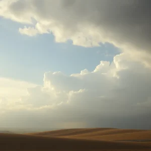 Collage of sunny and stormy skies over the Midwest landscape