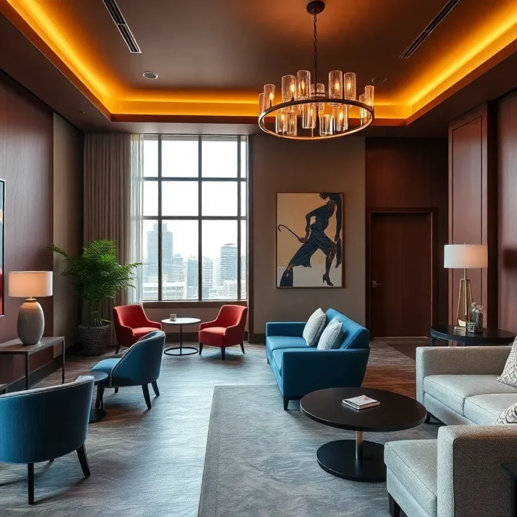 Interior of NoMad Detroit luxury hotel
