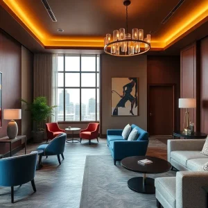 Interior of NoMad Detroit luxury hotel