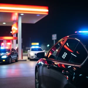 Police chase a stolen vehicle at night
