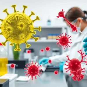 Laboratory setting with equipment for studying pathogens