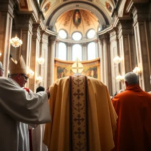 Archbishop receiving the sacred pallium during a mass at St. Peter's Basilica
