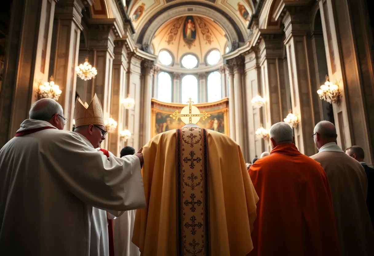 Archbishop receiving the sacred pallium during a mass at St. Peter's Basilica