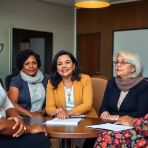 Women discussing philanthropy and community initiatives.