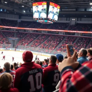 A scene from the Shoresy Fall Classic hockey game at Little Caesars Arena