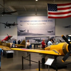 Exhibit showcasing the legacy of the Tuskegee Airmen at a local museum in Detroit.