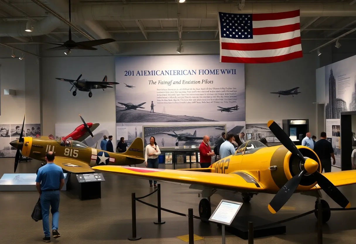 Exhibit showcasing the legacy of the Tuskegee Airmen at a local museum in Detroit.