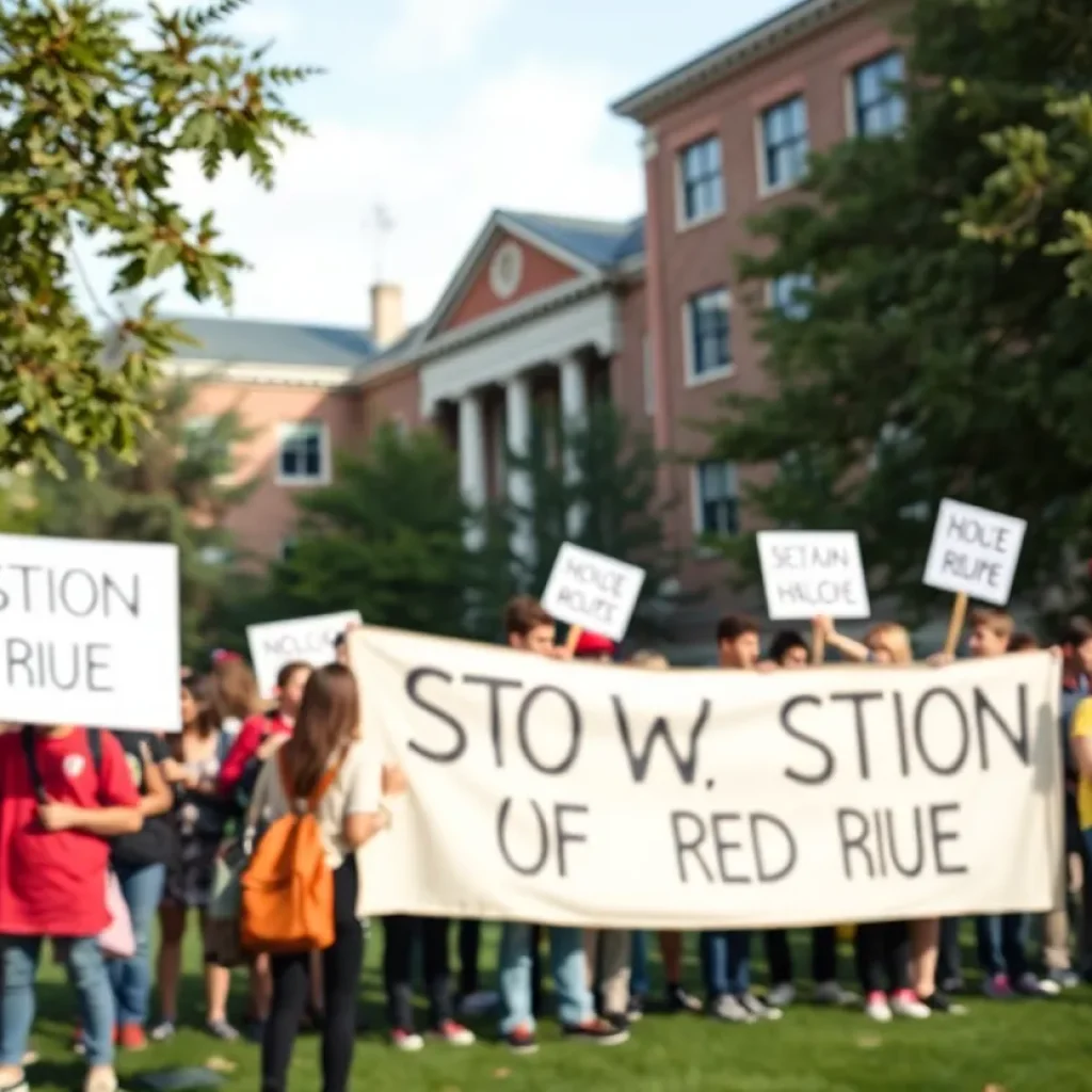 Students protesting on the University of Michigan campus