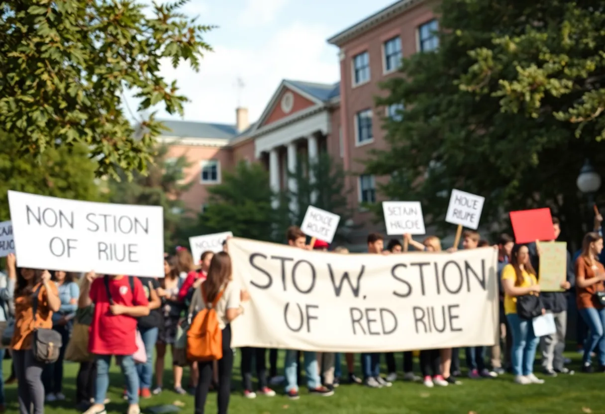 Students protesting on the University of Michigan campus