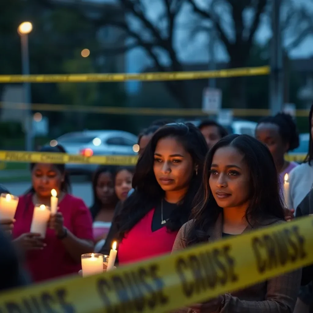 Community members holding candles at a vigil for justice