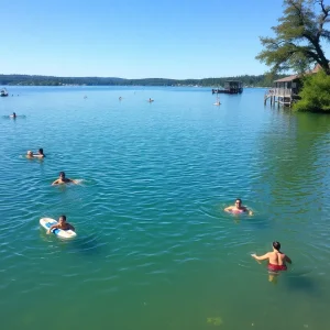 People enjoying water activities at Cass Lake