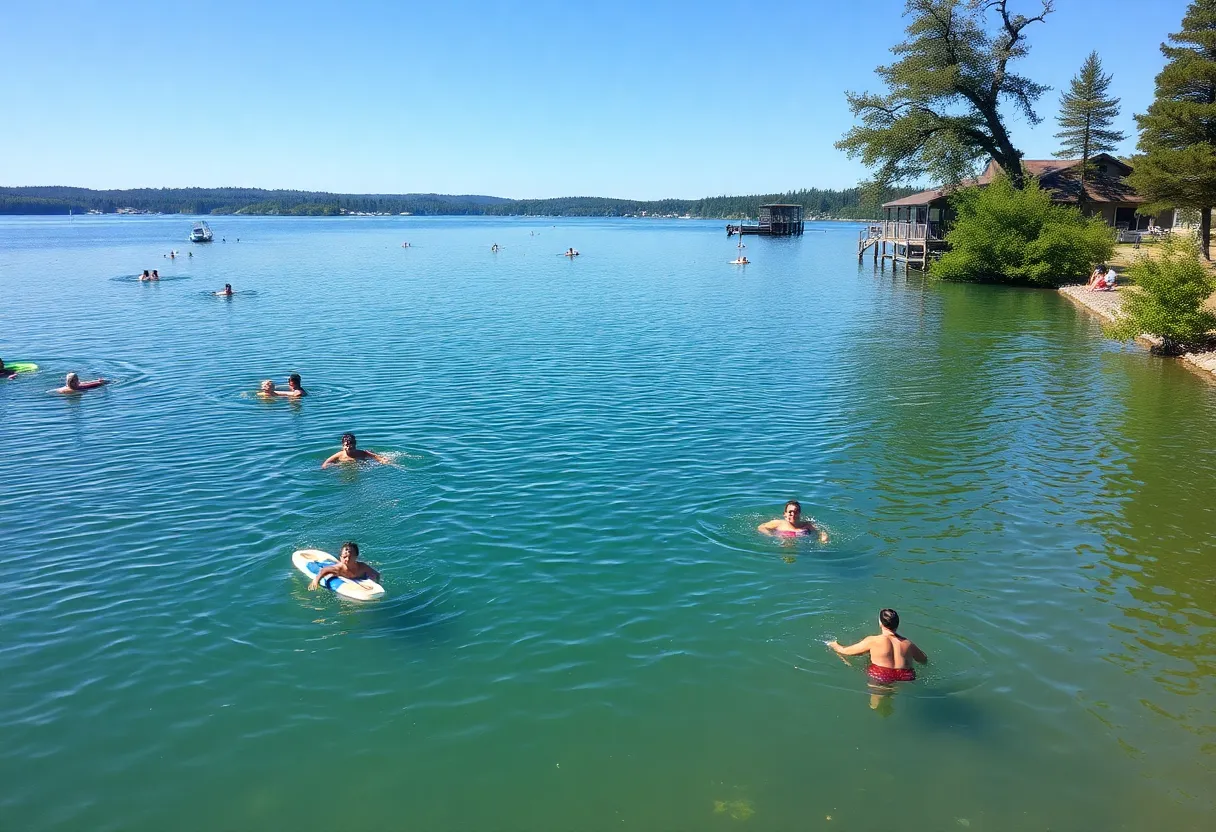 People enjoying water activities at Cass Lake