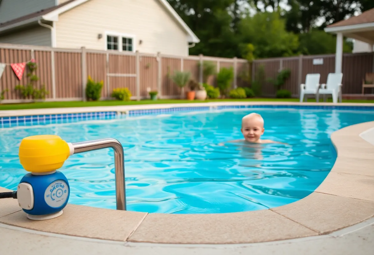 Child safety measures around a swimming pool