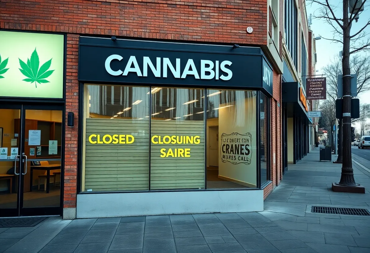 Closed cannabis dispensary sign in Michigan