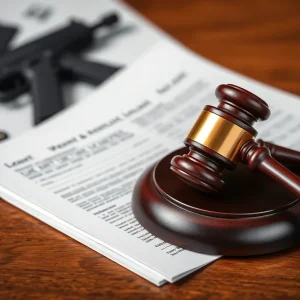 Courtroom image representing legal victory against gun violence