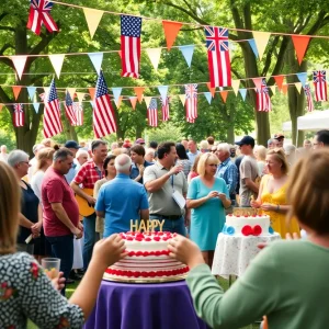 A festive community gathering for Detroit's birthday celebration featuring activities and local artists.