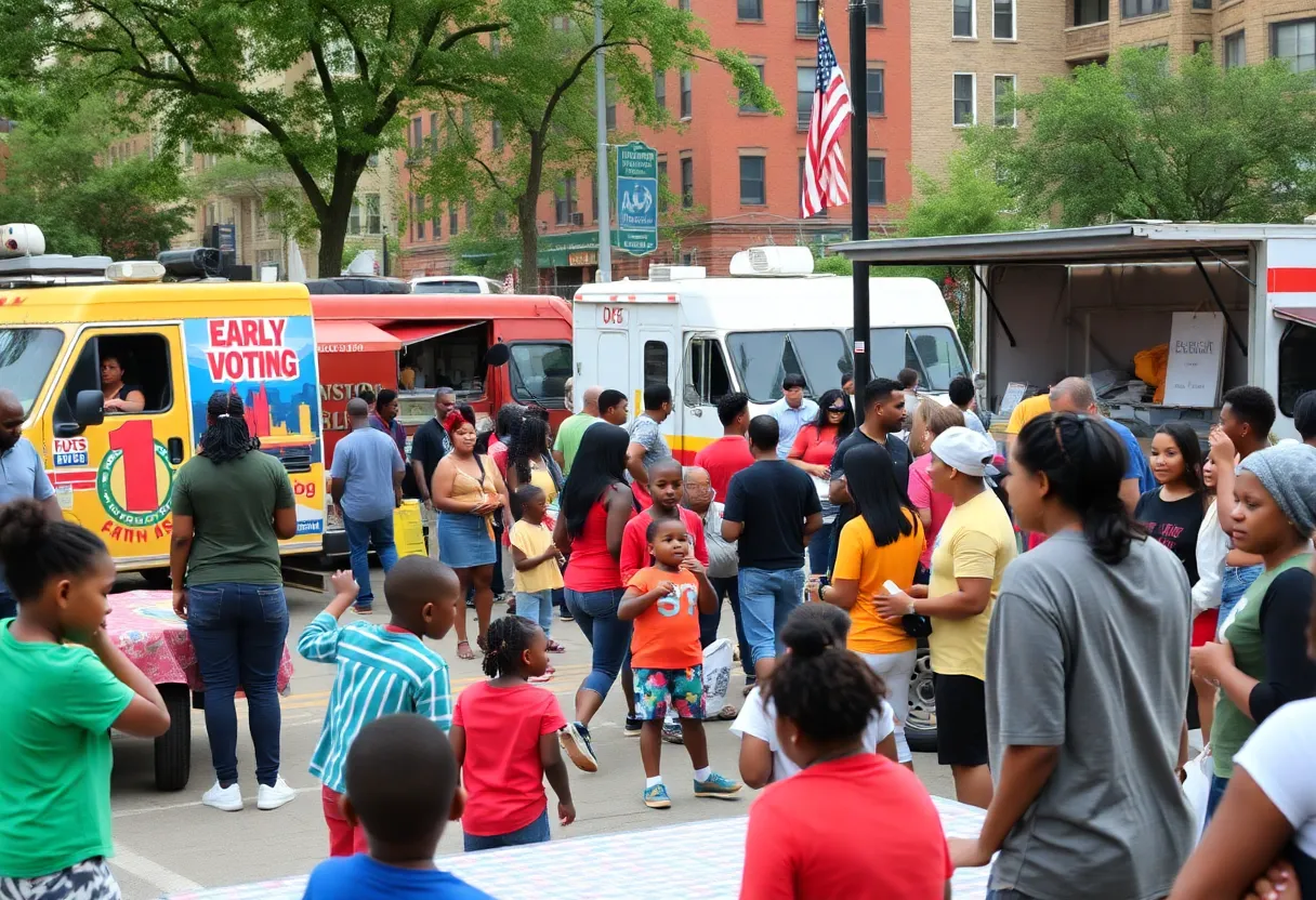 Community engagement at Detroit’s Block Party for Democracy promoting early voting.