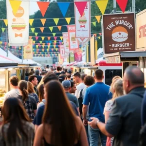 Attendees sampling burgers at the 2025 Detroit Burger Battle