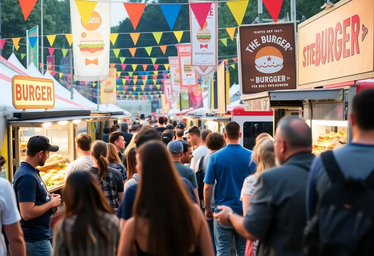 Attendees sampling burgers at the 2025 Detroit Burger Battle