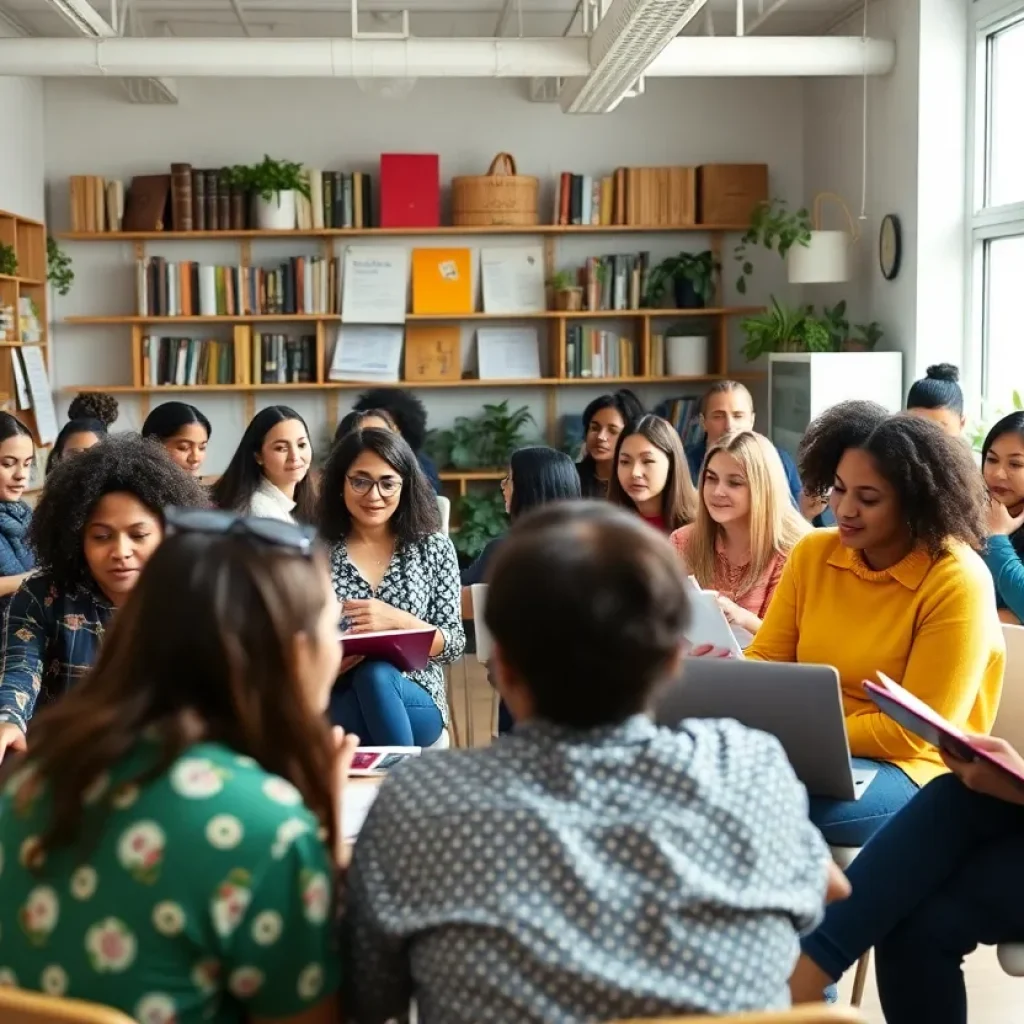 Women engaged in entrepreneurial training at a business school