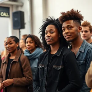 A casting call event in Detroit with a diverse group of actors.