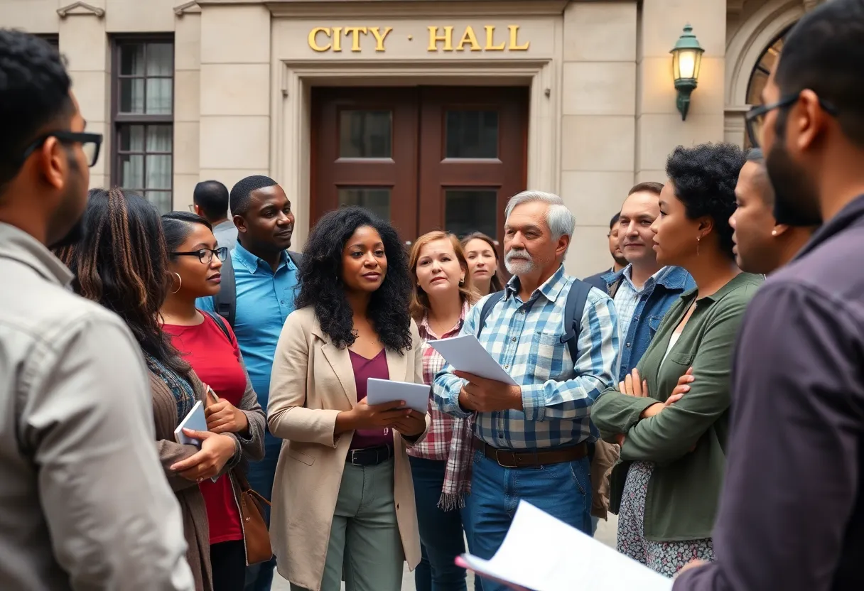 Community members discussing local governance in Detroit