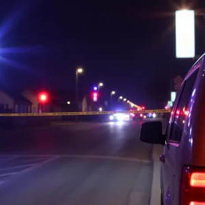 Empty vehicle on a street in Detroit at night