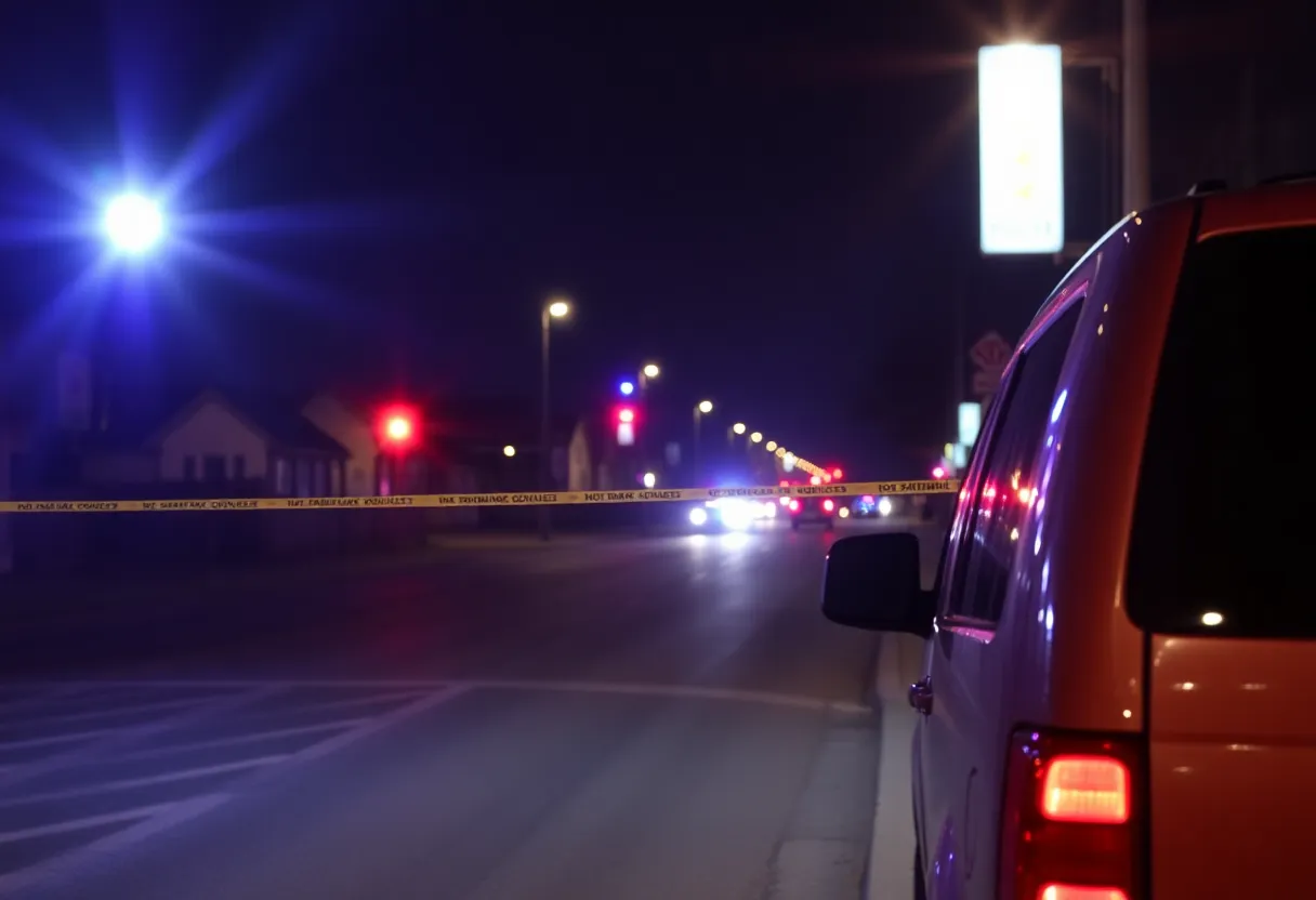 Empty vehicle on a street in Detroit at night
