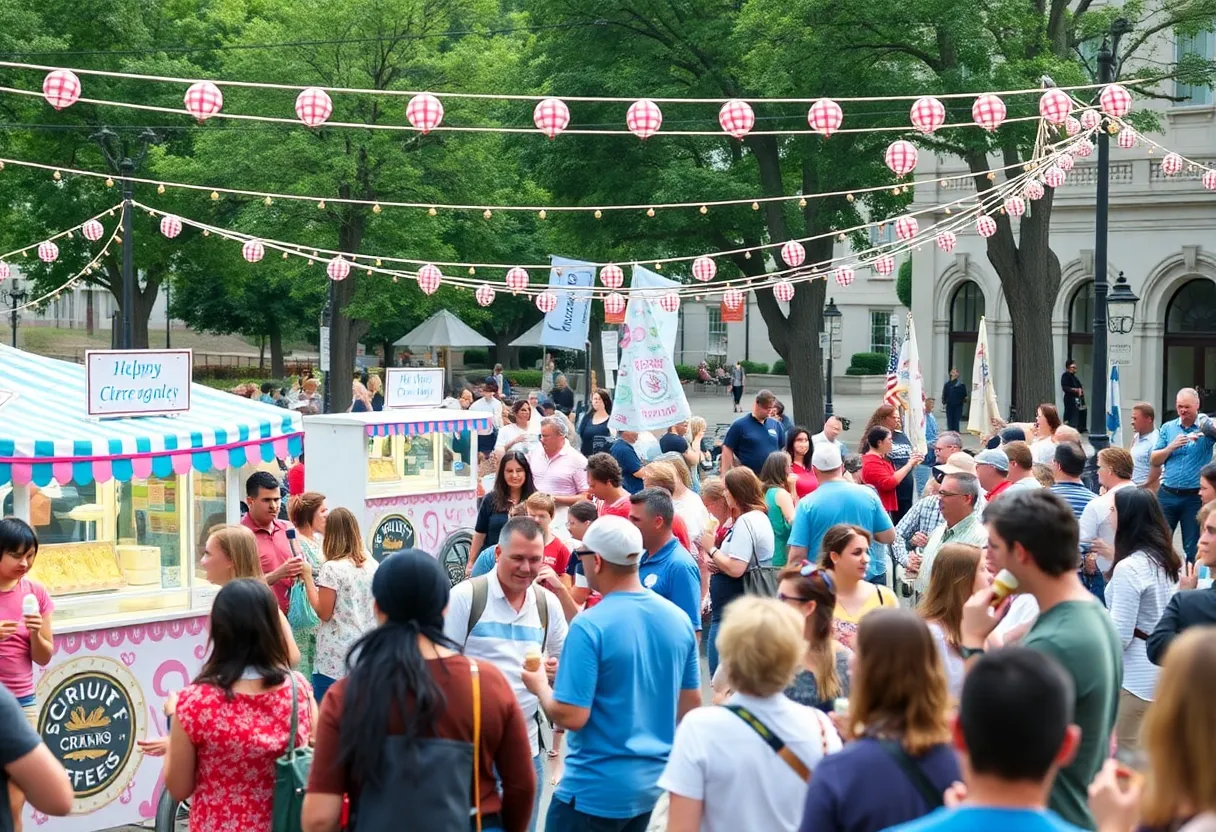 Community members enjoying ice cream during a charity event in Detroit.