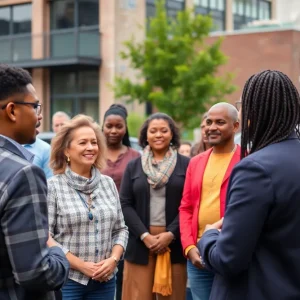 Community members in Detroit discussing local issues during the mayoral primary campaign.