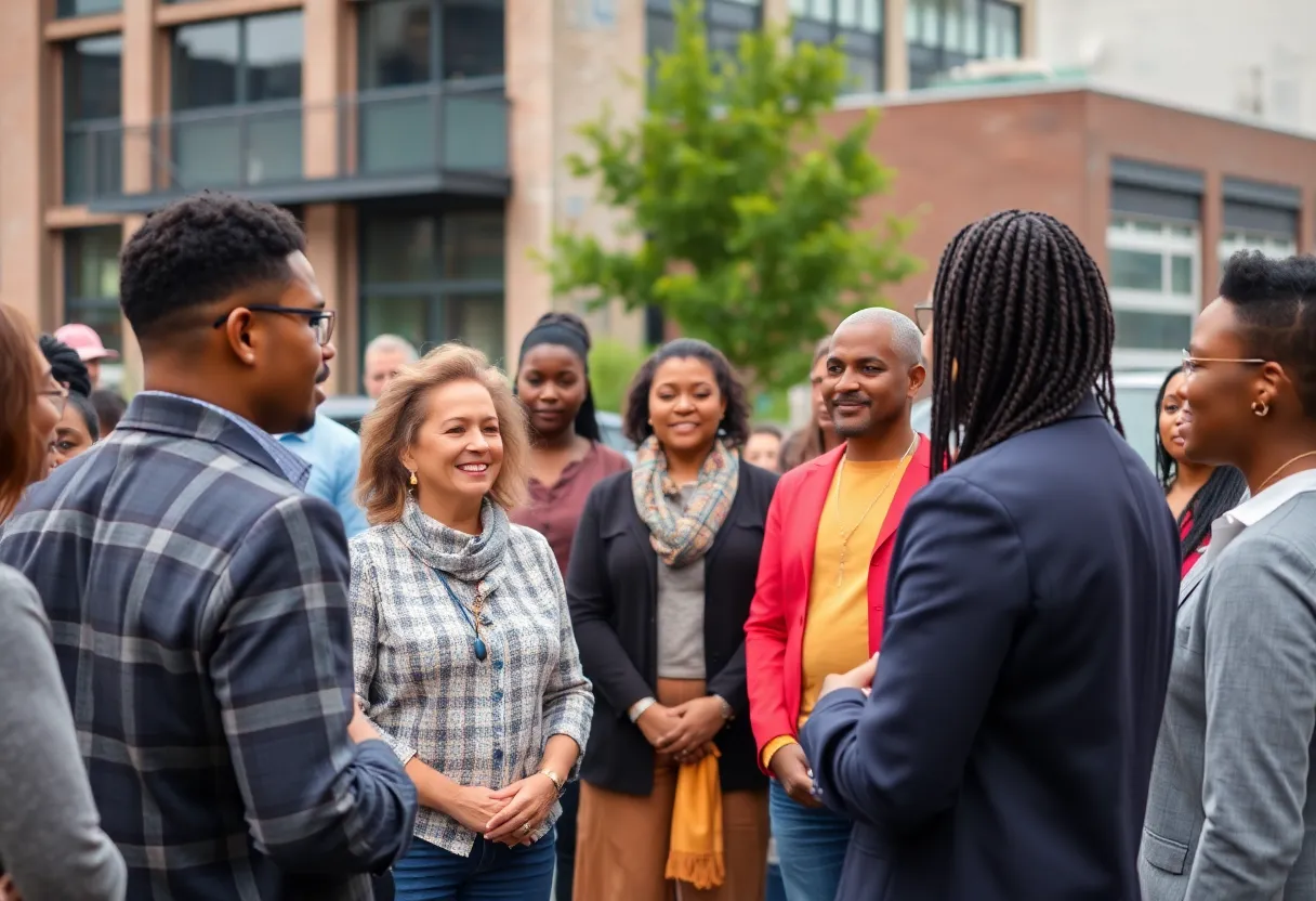 Community members in Detroit discussing local issues during the mayoral primary campaign.