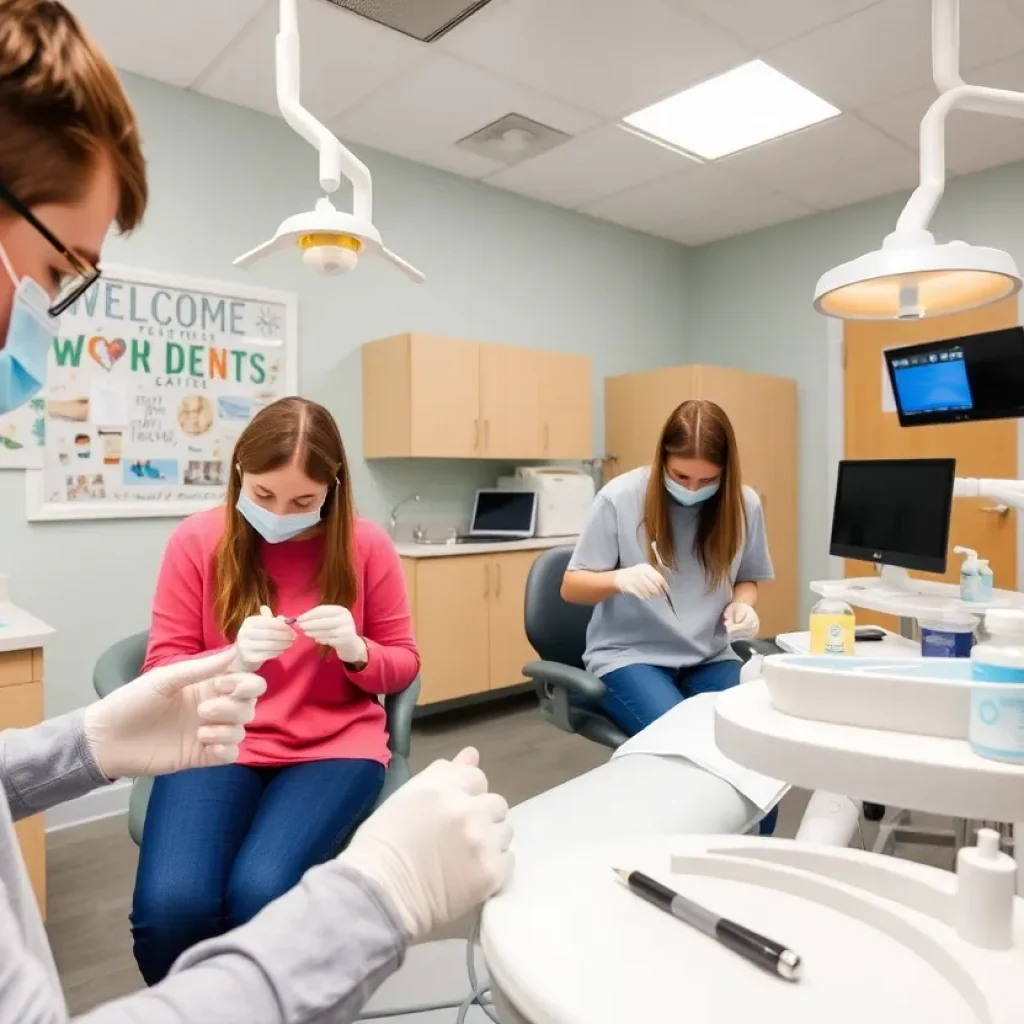 Dental students practicing in a Vermont clinic