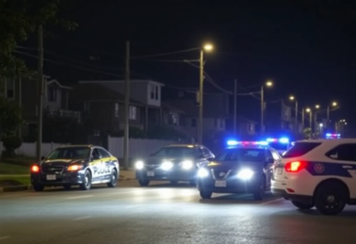 Police patrol cars in Detroit at night