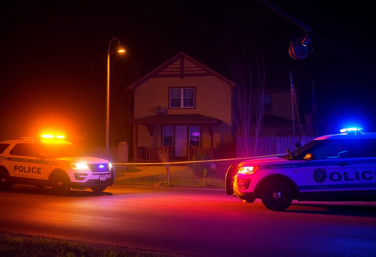Police vehicles at the scene of a shooting incident in Detroit