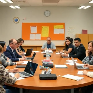 Submit Obituary Meeting room of Detroit Public Schools with community discussions