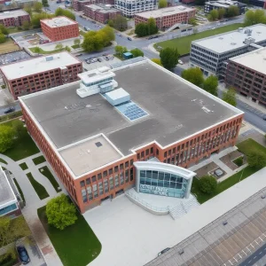 Aerial view of Detroit Public Schools Community District building