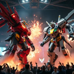 Combat robots battling in a futuristic arena