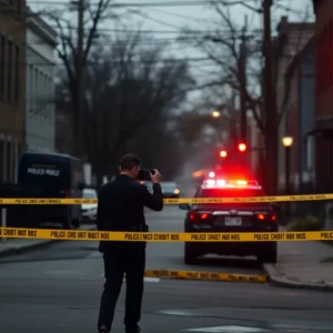Police investigation at a shooting scene in Detroit